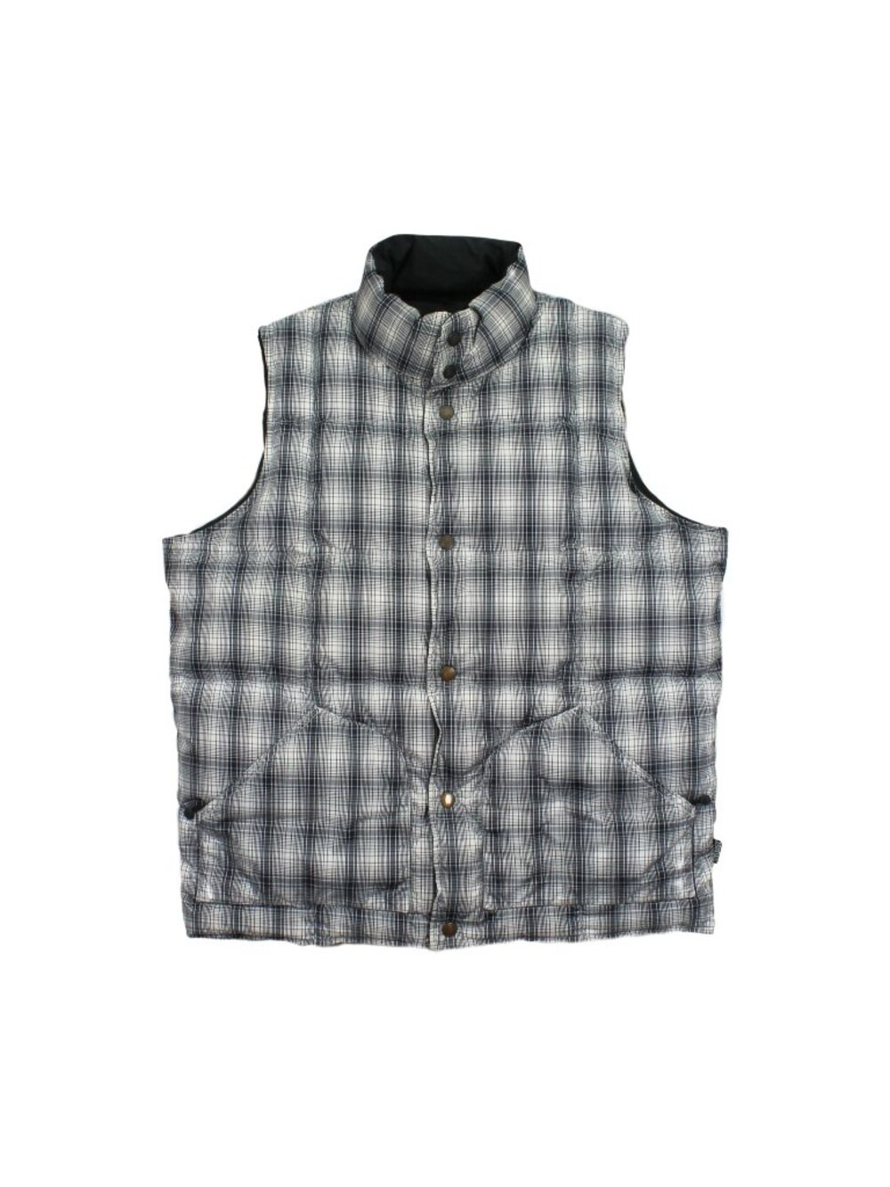2000s Stussy Reversible Plaid Puffer Vest M